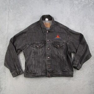 Vintage International Denim Hollywood Pictures Jacket Mens XL Black Trucker